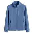 thumbnail image 1 of Wyobmus Women's Winter Warm Coat Lightweight Full Zip Soft Polar Fleece Jacket Stand Collar Outwear Coat with Zipper Pockets Light Blue, 1 of 6
