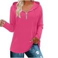 thumbnail image 1 of Wyobmus Womens 1/4 Zipper Hooded Sweatshirt Loose Fitted Long Sleeve Sports Hoodie Casual Solid Color Jogger Hoodie Blouse Hot Pink, 1 of 5