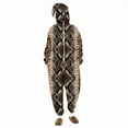 thumbnail image 1 of Wyobmus Womens Animal Onesies Pajamas Adult Half Zip One Piece Cosplay Suit Halloween Clothes Long Sleeved Leopard Print Jumpsuit with Hooded Novelty Sleepwear E-Multicolor, 1 of 9