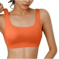 thumbnail image 1 of Wyobmus Womens Bikini Top Ribbed Padded Adjustable Straps Swimsuit Sports Bra Scoop Neck Padded Bathing Suit Tops U Back Bikini Swimsuit Workout Crop Swimwear Orange, 1 of 9