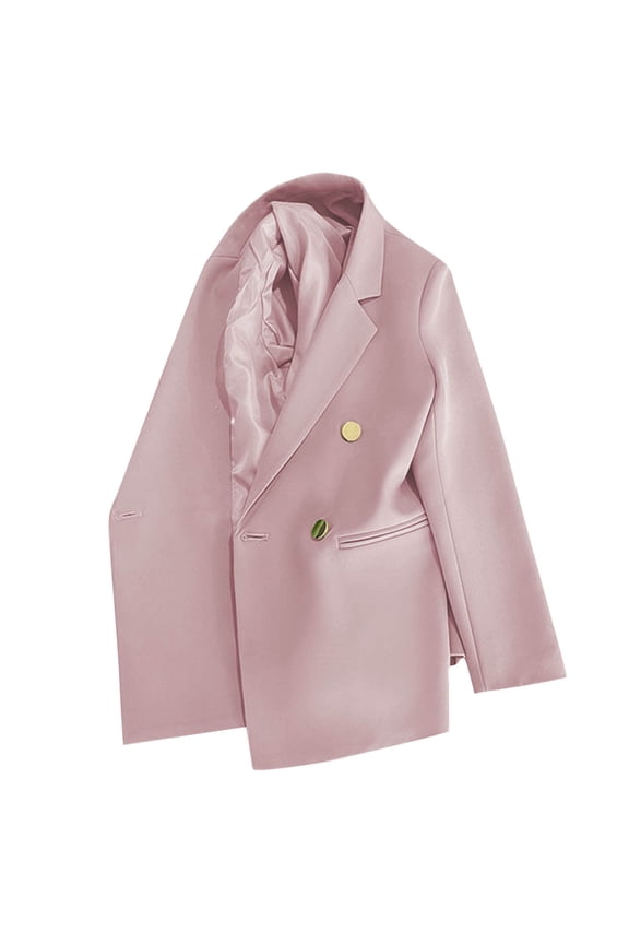 Womens Blazers with Pockets Business Casual Solid Long Sleeve Lapel Open Front Suit Jacket 4-Button Work Blazer Size S-3X B-Pink
