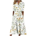 thumbnail image 1 of Wyobmus Womens Casual Summer Dresses V-Neck Half Sleeve Button Up Floral Print Mid-Calf Dress Casual Loose Holiday Dresses S-3X E-White, 1 of 5