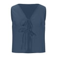 thumbnail image 1 of Wyobmus Womens Cotton Linen Tank Tops Summer Sleeveless Tie Front Tops Lightweight Linen Cardigan V Neck Outfits Navy, 1 of 4