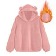 thumbnail image 1 of Wyobmus Womens Fuzzy Fleece Pullover Hoodies with Bear Ear Casual Loose Fleece Sweatshirts Fall Fashion Pullover Sweaters Winter Clothes B-Pink, 1 of 8