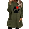 thumbnail image 1 of Wyobmus Womens Fuzzy Hooded Sweatshirt Winter Round Neck Pullover Letter Printed Long Sleeve Fluffy Thermal Hooded Tops E-Olive Green, 1 of 5