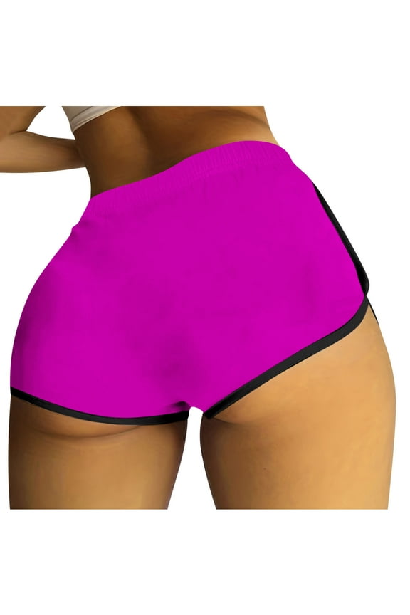 Womens Gym Yoga Shorts Summer Running Active Dance Elastic Mini Shorts Mid Rise Workout Hot Pants Lounge Wear Briefs S-2XL B-Watermelon Red