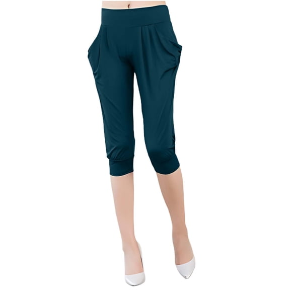 Wyobmus Womens Harem Pants Loose Stretch Capri Pant Breathable Workout Joggers Pants Lounge Harem Pants Green