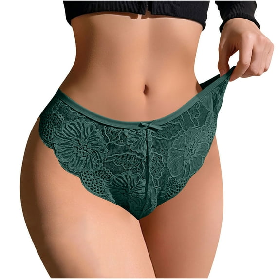 Wyobmus Womens High Cut Underwear Low-Rise Comfortable Lace Panties Ultra Soft Bikini Panties Nylon Spandex Hipster Brief B-Green*