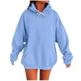 thumbnail image 1 of Wyobmus Womens Hoodies Casual Long Sleeve Oversized Hooded Sweatshirts Comfy Loose Fit Crew Neck Hoodies Fall Fashion Clothes B-Light Blue, 1 of 5