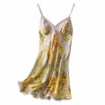 thumbnail image 1 of Wyobmus Womens Ice Silk Nightgown Comfortable Lace Sleeveless Sleepwear Soft Adjustable Suspender Sleepshirt Pleated Nightshirt Casual Loungewear B-Yellow, 1 of 3