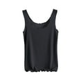 thumbnail image 1 of Wyobmus Womens Ice Silk Tank Tops Solid Color Summer Slim Fitted Ruffle Trim Sleeveless Round Neck Tank Top Cute Tops Blouse Black, 1 of 5