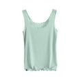 thumbnail image 1 of Wyobmus Womens Ice Silk Tank Tops Solid Color Summer Slim Fitted Ruffle Trim Sleeveless Round Neck Tank Top Cute Tops Blouse Mint Green, 1 of 5
