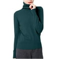 thumbnail image 1 of Wyobmus Womens Knitted Sweater Solid Color Long Sleeve Knitwear Casual Turtleneck Slim Base Blouse Tops B-Green, 1 of 5