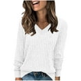 thumbnail image 1 of Wyobmus Womens Lightweight Sweaters Fall Long Sleeve Ribbed Crew Neck Tunics Fall Winter Business Casual Pullover Shirts White, 1 of 7