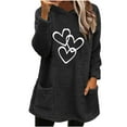thumbnail image 1 of Wyobmus Womens Long Fuzzy Hoodies Winter Warm Hoodie Cozy Oversized Pockets Printed Hooded Blouse Long Sleeve Hooded Tops A-Black, 1 of 5