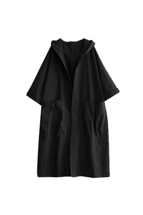Womens Long Trench Coat Single Breasted Lightweight Oversized Windproof Jacket With Pockets Classic Vintage Lapel Fall Overcoat Black