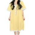 thumbnail image 1 of Wyobmus Womens Nightgown Short Sleeve Sleepwear Lace Trim Nightdress Knee Length Cute Lace Ruffled Nightgown Yellow, 1 of 5