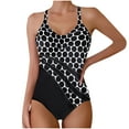 thumbnail image 1 of Wyobmus Womens One Piece Tummy Control Swimsuits Adjustable Spaghetti Strap Printing V Neck High Waist Bathing Suits Swimwear G-Black, 1 of 6
