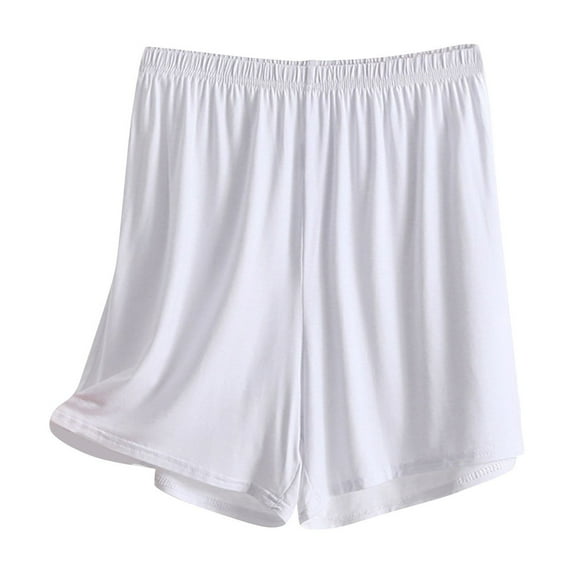 Wyobmus Womens Pajama Shorts Comfy Lounge Bottom Elastic Waist Sleepwear Solid Plus Size Pj Bottoms Sleep Shorts A-White