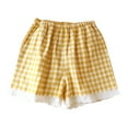 thumbnail image 1 of Wyobmus Womens Pajama Shorts Soft Comfy Lace Embroidery Edge Plaid Sleep Shorts Casual Elastic Waist Pj Shorts With Pockets A-Yellow, 1 of 3