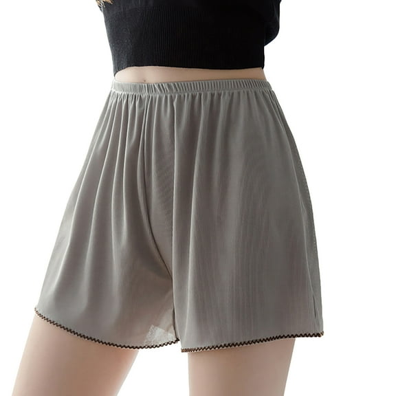 Wyobmus Womens Pettipants Lace Edge Bloomers Shorts for Under Dresses Ladies Flat Edge Half Slip Culotte Shorts Gray