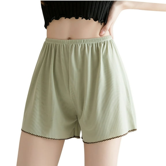 Wyobmus Womens Pettipants Lace Edge Bloomers Shorts for Under Dresses Ladies Flat Edge Half Slip Culotte Shorts Green