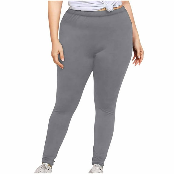 Wyobmus Womens Plus Size Leggings Stretchy X-Large-5X Tummy Control High Waist Tapered Workout Yoga Pants Gray