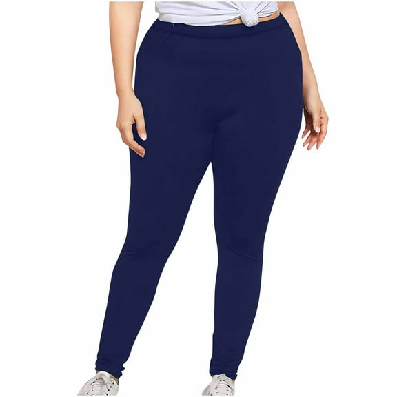 Wyobmus Womens Plus Size Leggings Stretchy X-Large-5X Tummy Control High Waist Tapered Workout Yoga Pants Navy