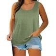 thumbnail image 1 of Wyobmus Womens Plus Size Tank Tops Summer Sleeveless Scoop Neck T-Shirts Tops Loose Fit Casual Tees Tunics Shirts L-5X B-Olive Green, 1 of 8