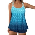 thumbnail image 1 of Wyobmus Womens Plus Size Tankini Swimsuits Tummy Control Flowy Triangle Swimwear Two Piece Modest Bathing Suits Double Straps Swim Tank Top With Boyshorts L-Blue, 1 of 6
