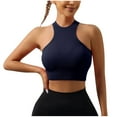 thumbnail image 1 of Wyobmus Womens Racerback Tank Tops Sleeveless Workout Crop Tops Crew Neck form Fitting Ribbed Knit Casual Yoga Shirts B-Dark Blue, 1 of 3