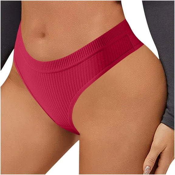 Wyobmus Womens Ribbed Briefs Seamless Hipster Underwear No Show Soft Sport Briefs Low Rise Stretch Bikini Underwear D-Burgundy*