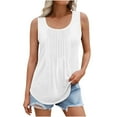 thumbnail image 1 of Wyobmus Womens Ruched Tank Tops Plus Size Loose Fit Top Scoop Neck Sleeveless Shirts Casual Summer Flowy Trendy Clothes S-5X White, 1 of 6