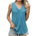 thumbnail image 1 of Wyobmus Womens Ruched Tank Tops Summer Loose Fit Dressy Casual V Neck Sleeveless Tops Full Length Shirts Trendy Fashion Clothes S-Xxl Blue, 1 of 9