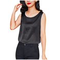 thumbnail image 1 of Wyobmus Womens Satin Tank Tops Soft Ice Silk Chiffon Blouse Crew Neck Sleeveless Camisole Shirt Contrast Trim Basic Summer Shirt M-4X Black, 1 of 5