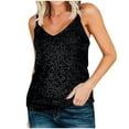 thumbnail image 1 of Wyobmus Womens Sequin Tops Scoop Neck Sleeveless Tanks Tops Sequin Sparkle Shimmer Spaghetti Strapes Blouses Summer Fashion Clothes Black, 1 of 5