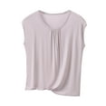 thumbnail image 1 of Wyobmus Womens Sleeveless Tank Tops Crew Neck Modal Shirts Loose Fit Ruched Basic Summer Casual Plus Size Tee Tops X-5X A-Beige, 1 of 4
