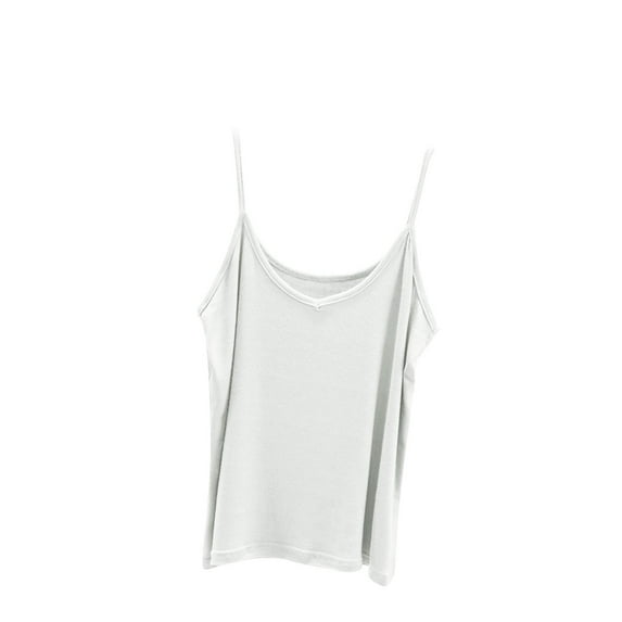 Wyobmus Womens Spaghetti Straps Tank Tops Adjustable Modal Camisole Solid Sim Fitted Sleeveless V Neck Cami Tank Tops Basic Shirt A-White