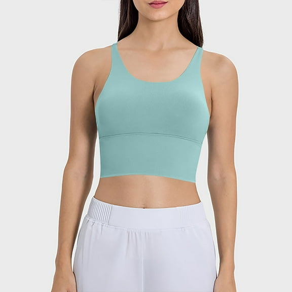 Wyobmus Womens Strappy Sport Bra Criss Cross Back Workout Yoga Bra Double Strap Crop Tank Tops D-Green