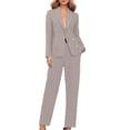 thumbnail image 1 of Wyobmus Womens Suits Dressy 2 Piece Business Casual Outfits Long Sleeve Double-Breasted Blazer Matching High Waist Dress Pants Gray, 1 of 7