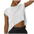 thumbnail image 1 of Wyobmus Womens Summer Shirt 1/4 Cap Sleeve Cropped Tops Loose Fit Casual Crew Neck T Shirts Fashion Pure Color Clothes White, 1 of 7