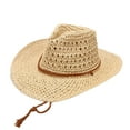 thumbnail image 1 of Wyobmus Womens Summer Straw Sun Hats Wide Brim Panama Fedora Drawstring Beach Hat With Wind Lanyard Beige, 1 of 6