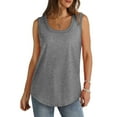 thumbnail image 1 of Wyobmus Womens Summer Tank Tops Loose Fitted Sleeveless Tops Ribbed Trim Round Neck Curved Hem Basic Shirt S-2X Gray, 1 of 8
