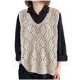 thumbnail image 1 of Wyobmus Womens Sweater Vest Spring Fall Crochet Hollow Out Knitted Pullover Tops Sleeveless Sweaters Tank Tops Beach Cover Ups A-Beige, 1 of 6