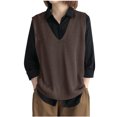 thumbnail image 1 of Wyobmus Womens Sweater Vest Spring Fall Crochet Hollow Out Knitted Pullover Tops Sleeveless Sweaters Tank Tops Beach Cover Ups C-Coffee, 1 of 6