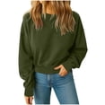 thumbnail image 1 of Wyobmus Womens Sweatshirts Comfy Cropped Sweatshirts Long Sleeve Crewneck Fleece Loose Fit Casual Pullover Tops Fall Winter Fashion Clothes Olive Green, 1 of 5