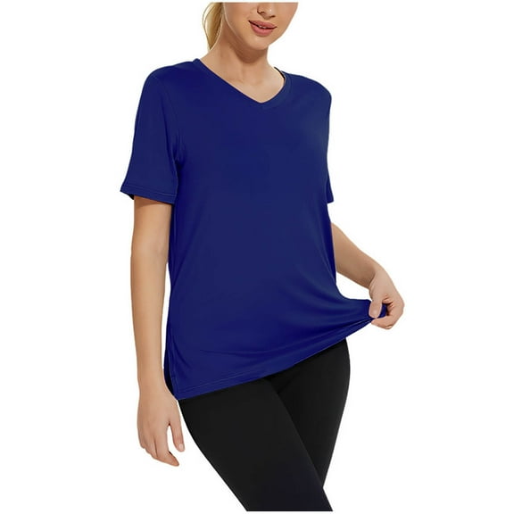 Wyobmus Womens T-Shirts Short Sleeve Basic Tees Soft Crew Neck Trendy Summer Casual Tunic Tops Dark Blue