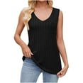 thumbnail image 1 of Wyobmus Womens Tank Tops Full Length Sleeveless Ribbed Knit Shirts V Neck Loose Fit Casual Tops With Pocket Trendy Fashion Outfits S-2X Black, 1 of 9