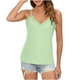 thumbnail image 1 of Wyobmus Womens Tank Tops V Neck Spaghetti Strap Lace Trim Cute Cami Top Sleeveless Blouses Loose Fit Eyelet Tops S-2X Mint Green, 1 of 7