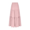 thumbnail image 1 of Wyobmus Womens Tiered Maxi Skirt High Elastic Waist Ruffle Hem Skirt Quick Dry Ankle Length Flowy Boho Skirt for Beach Vacation Resort Pink, 1 of 7